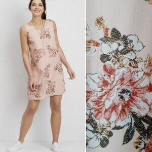 MAURICES Floral Strappy Back Lightweight V-Neck Mini Shift Dress Pink Sz XS